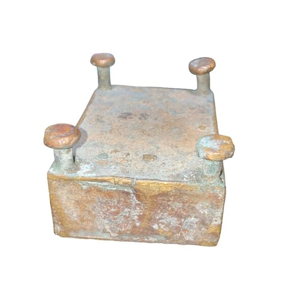 Handmade Bronze African Box-Style Statue With Musicians Cameroonian Art 4" X 2" - Picture 13 of 15